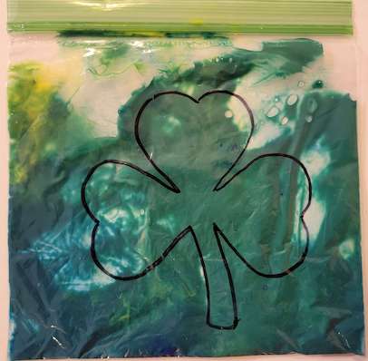 Green paint in a bag