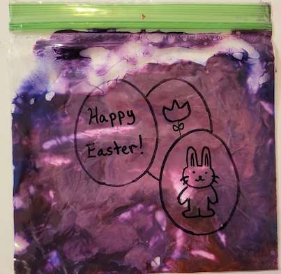 Purple paint in a bag